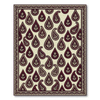 Deep Burgundy Paisley Floral Boughs Rug