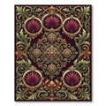 Plum Green Gold Filigree Floral Medallion Rug