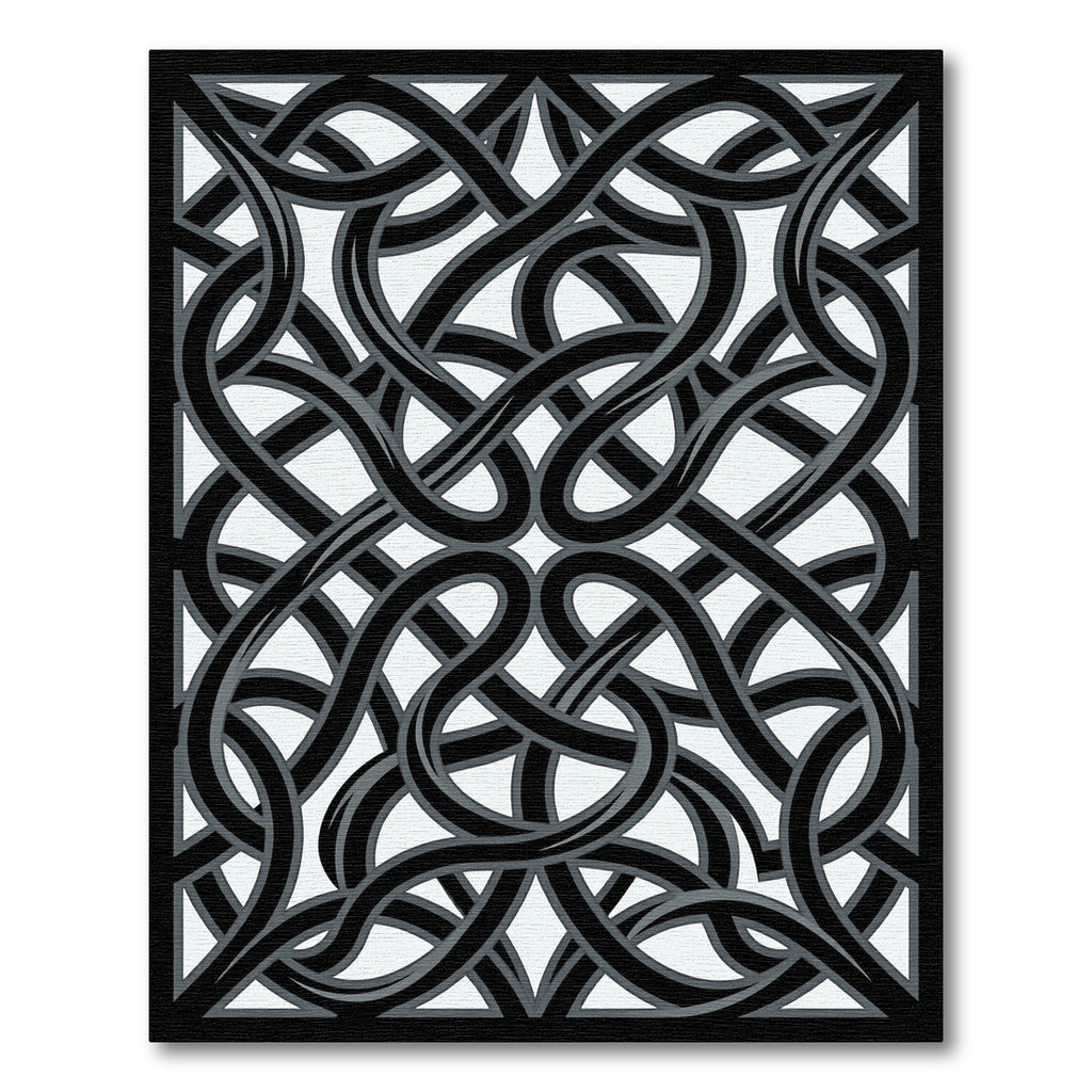 Black Gray Interlocking Knot Rug
