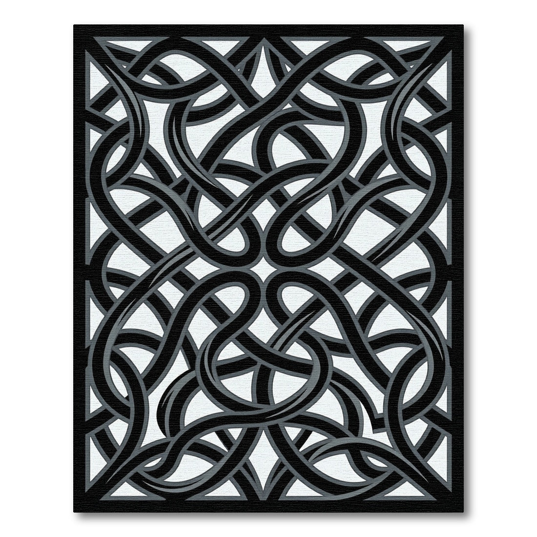 Black Gray Interlocking Knot Rug