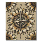 Vintage Sunflower Compass Earthy Tones Rug