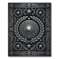 Metallic Silver Celestial Emblem Ornate Rug