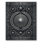 Metallic Silver Celestial Emblem Ornate Rug