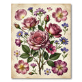 Vintage Blush Rose and Aster Bouquet Rug
