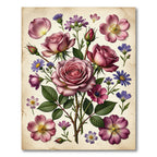 Vintage Blush Rose and Aster Bouquet Rug