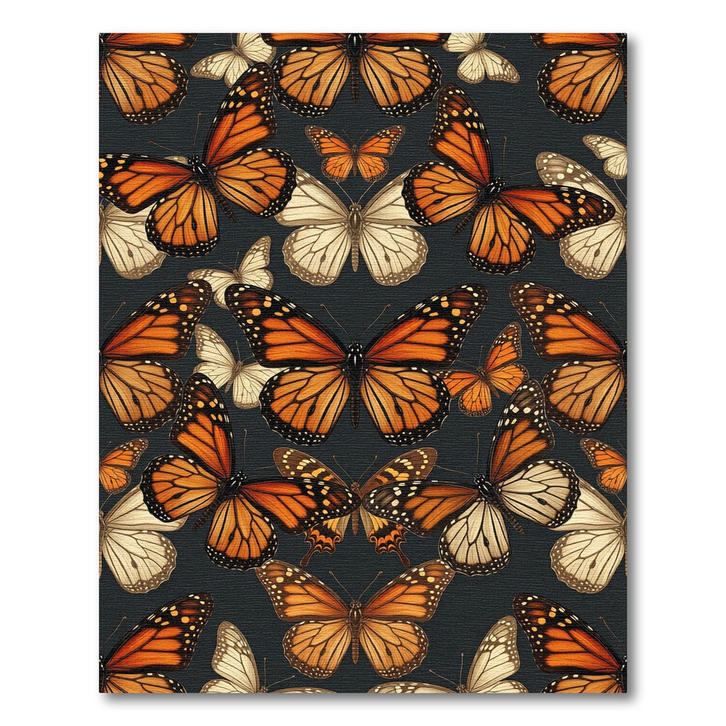 Elegant Orange Monarch Butterfly Garden Rug