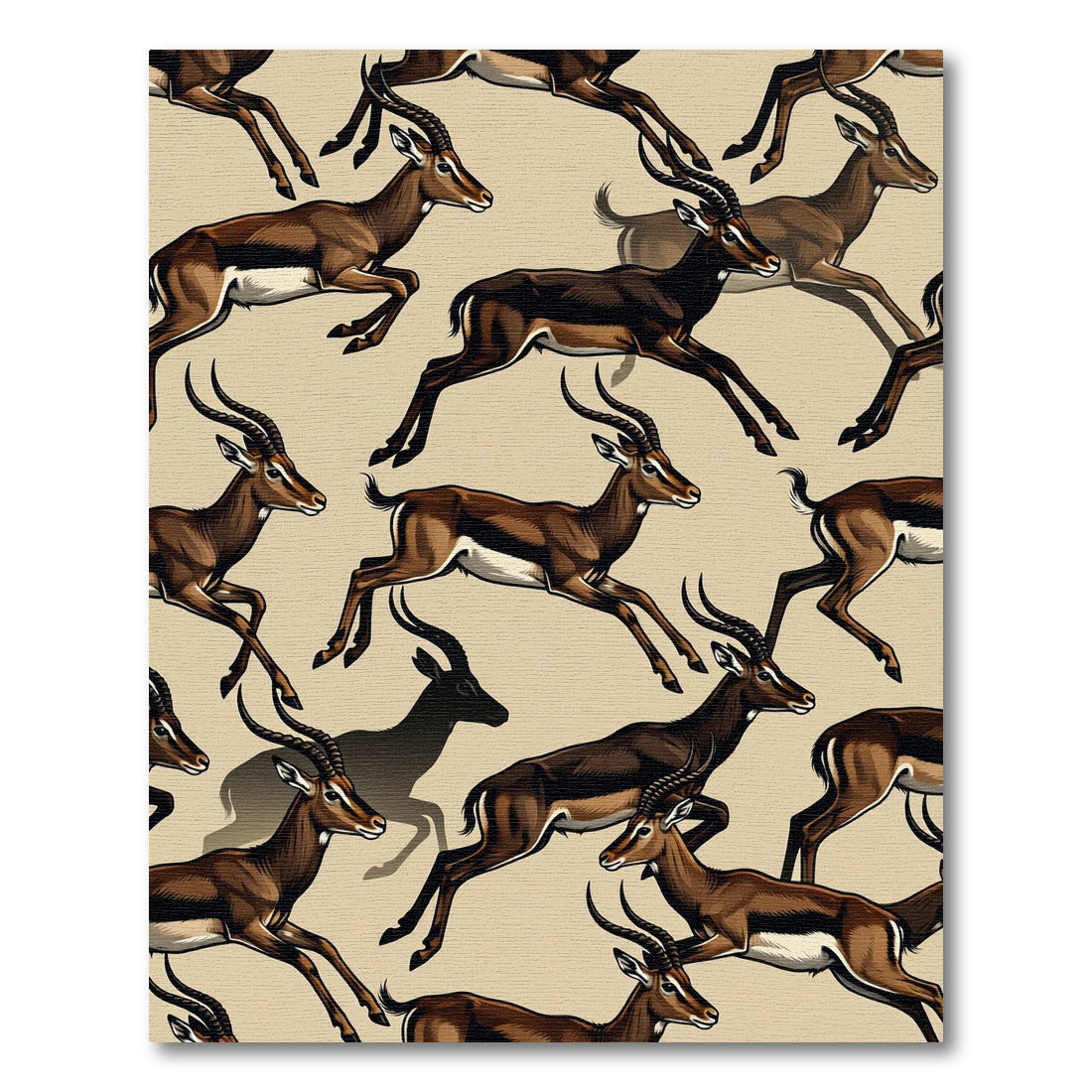 Dynamic Leaping Gazelle Earthy Tonal Rug