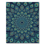 Vibrant Peacock Feather Mandala Medallion Rug