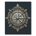 Ornate Metallic Compass Rose Medallion Rug