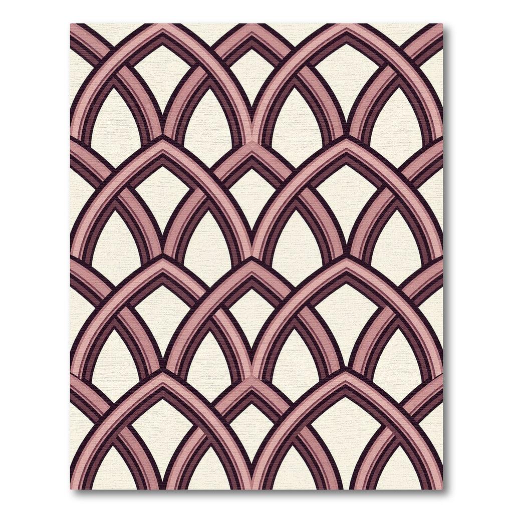 Mauve Arched Geometric Lattice Overlap Rug