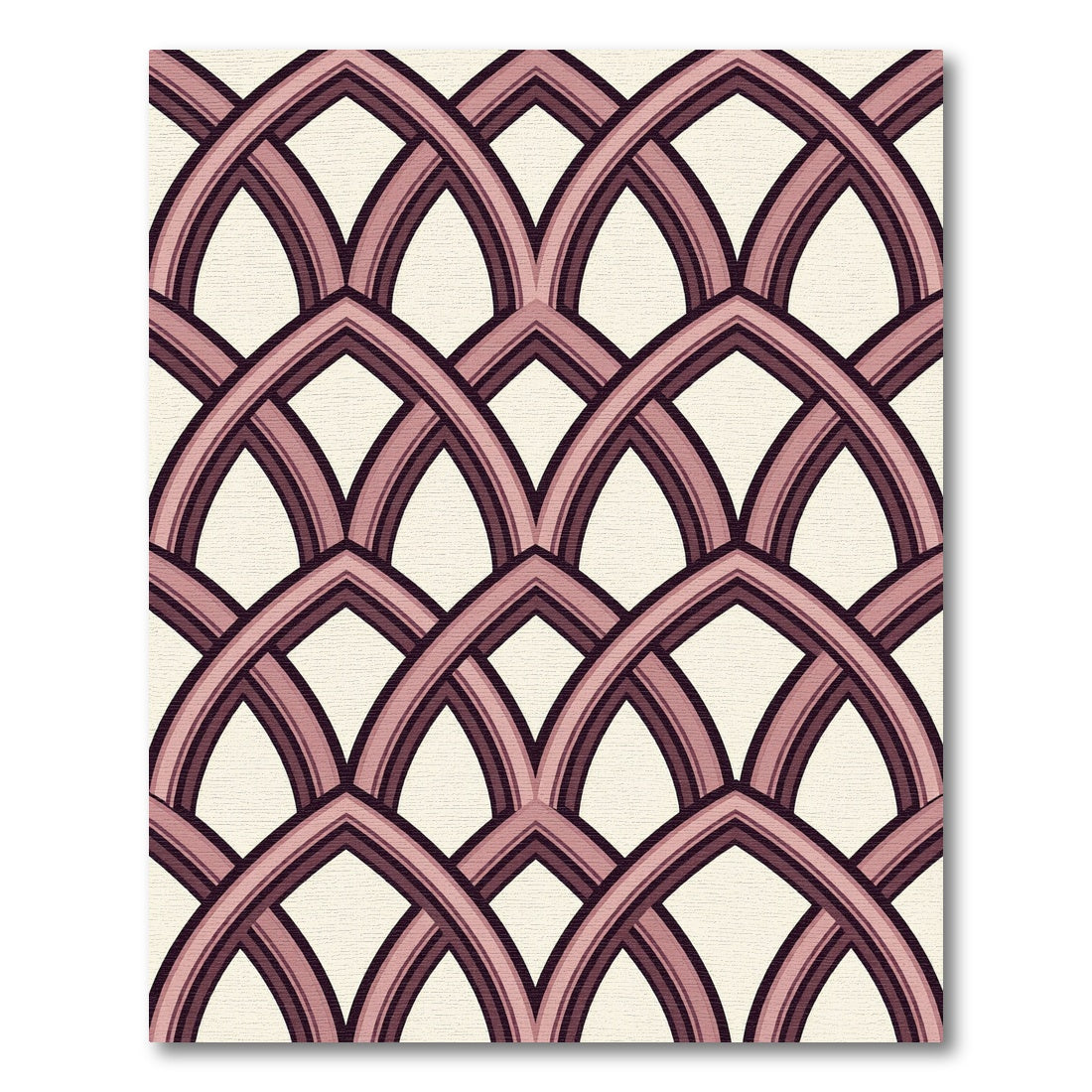 Mauve Arched Geometric Lattice Overlap Rug