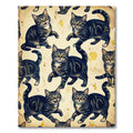 Vintage Tabby Cat Distressed Parchment Illustration Rug