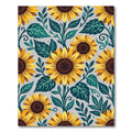 Sunny Yellow Sunflower Botanical Gray Rug