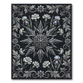 Monochrome Silver Floral Iris Medallion Rug