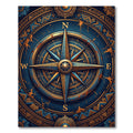 Golden Compass Nautical Blue Medallion Rug