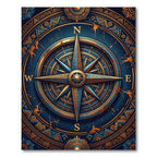 Golden Compass Nautical Blue Medallion Rug