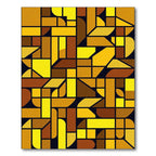 Geometric Golden Amber Abstract Grid Rug
