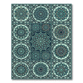 Teal Circular Mandala Geometric Tiled Grid Rug