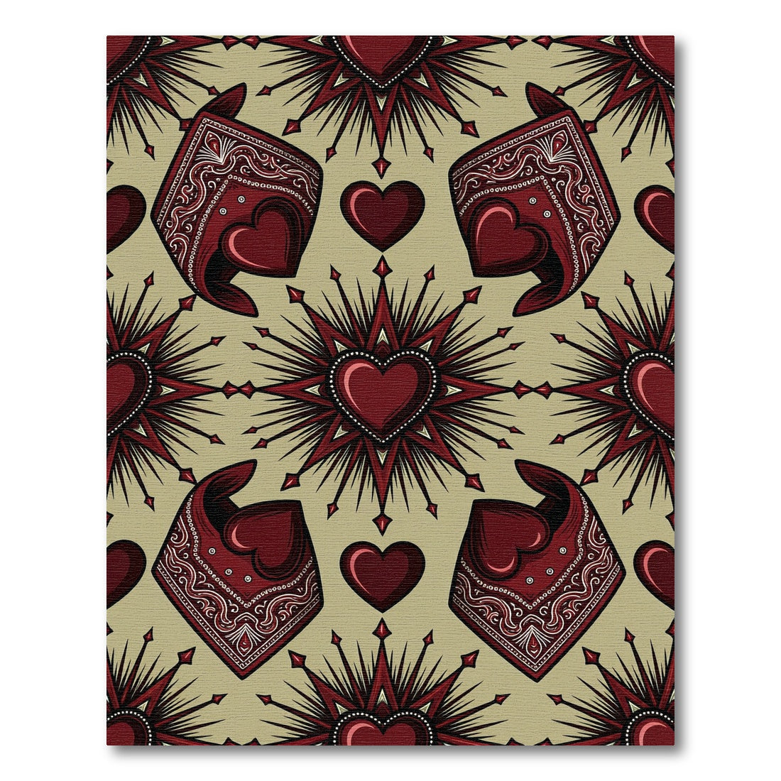 Crimson Heart Bandanas Bursting Graphic Rug