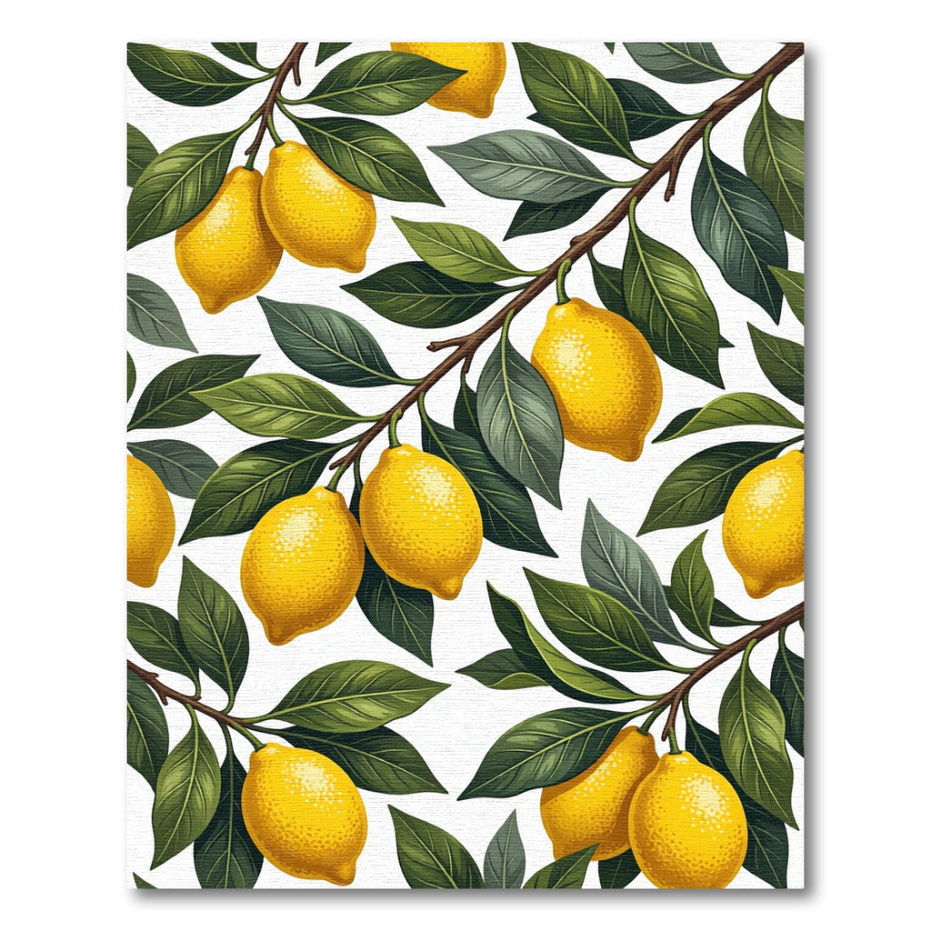 Sunny Yellow Lemon Botanical Branch Rug