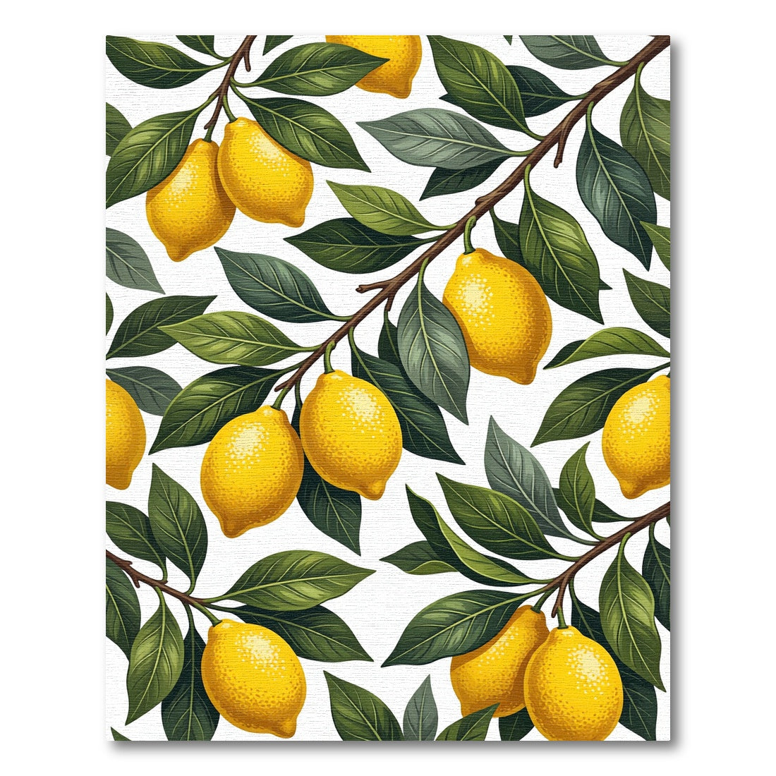 Sunny Yellow Lemon Botanical Branch Rug