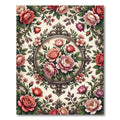 Vintage Victorian Floral Rose Medallion Rug