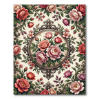 Vintage Victorian Floral Rose Medallion Rug