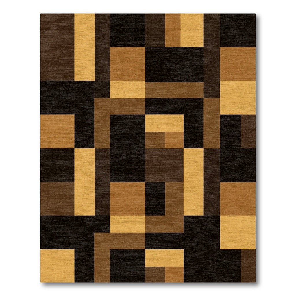Geometric Ochre and Raven Block Rug