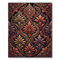 Ornate Crimson Gold Floral Damask Rug
