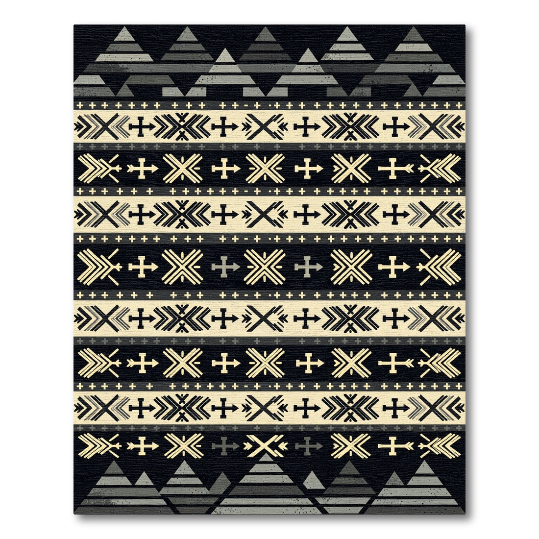 Monochromatic Geometric Tribal Arrow Cream Black Rug
