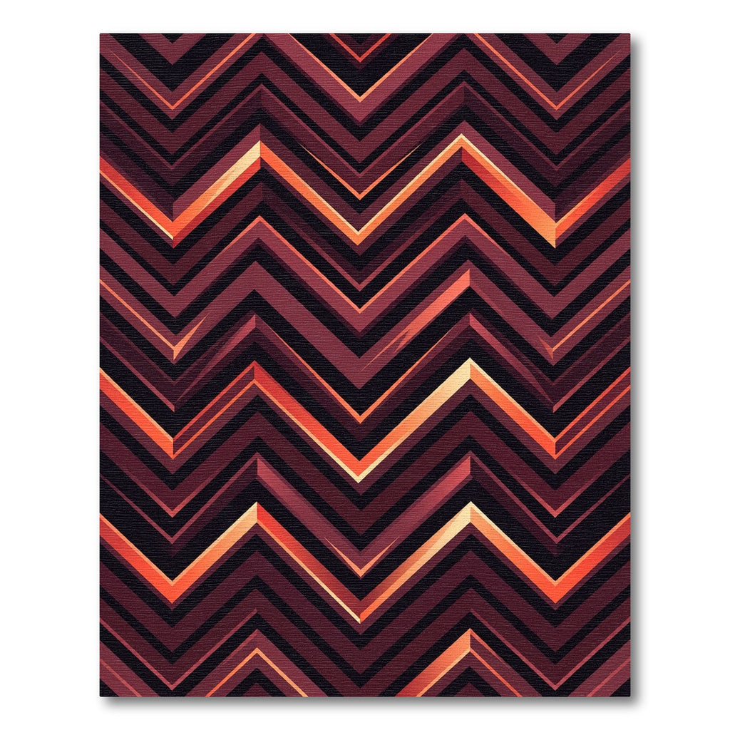 Deep Crimson Chevron Gradient Zigzag Rug