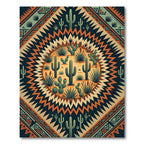 Southwestern Cactus Art Deco Earth Tone Rug