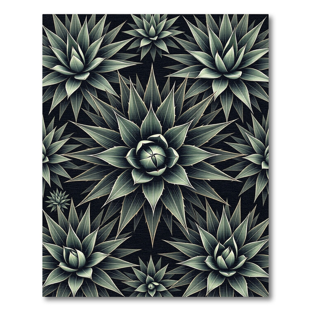 Agave Succulent Green Dark Floral Rug