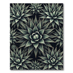 Agave Succulent Green Dark Floral Rug