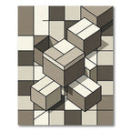 Geometric Cubes In Neutral Tones Rug
