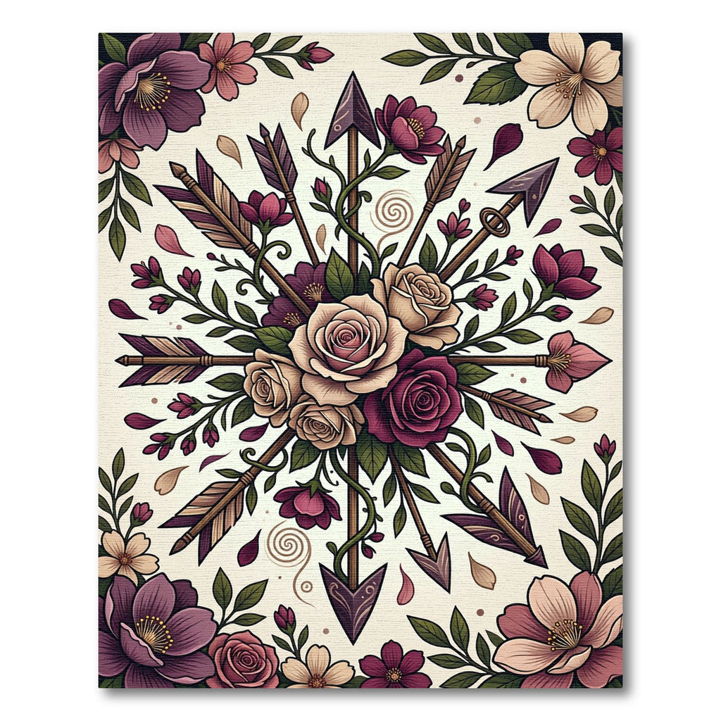 Elegant Floral Arrow Compass Medallion Rug