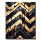 Industrial Black and Gold Chevron Rug