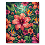 Vibrant Tropical Hibiscus Bird of Paradise Rug
