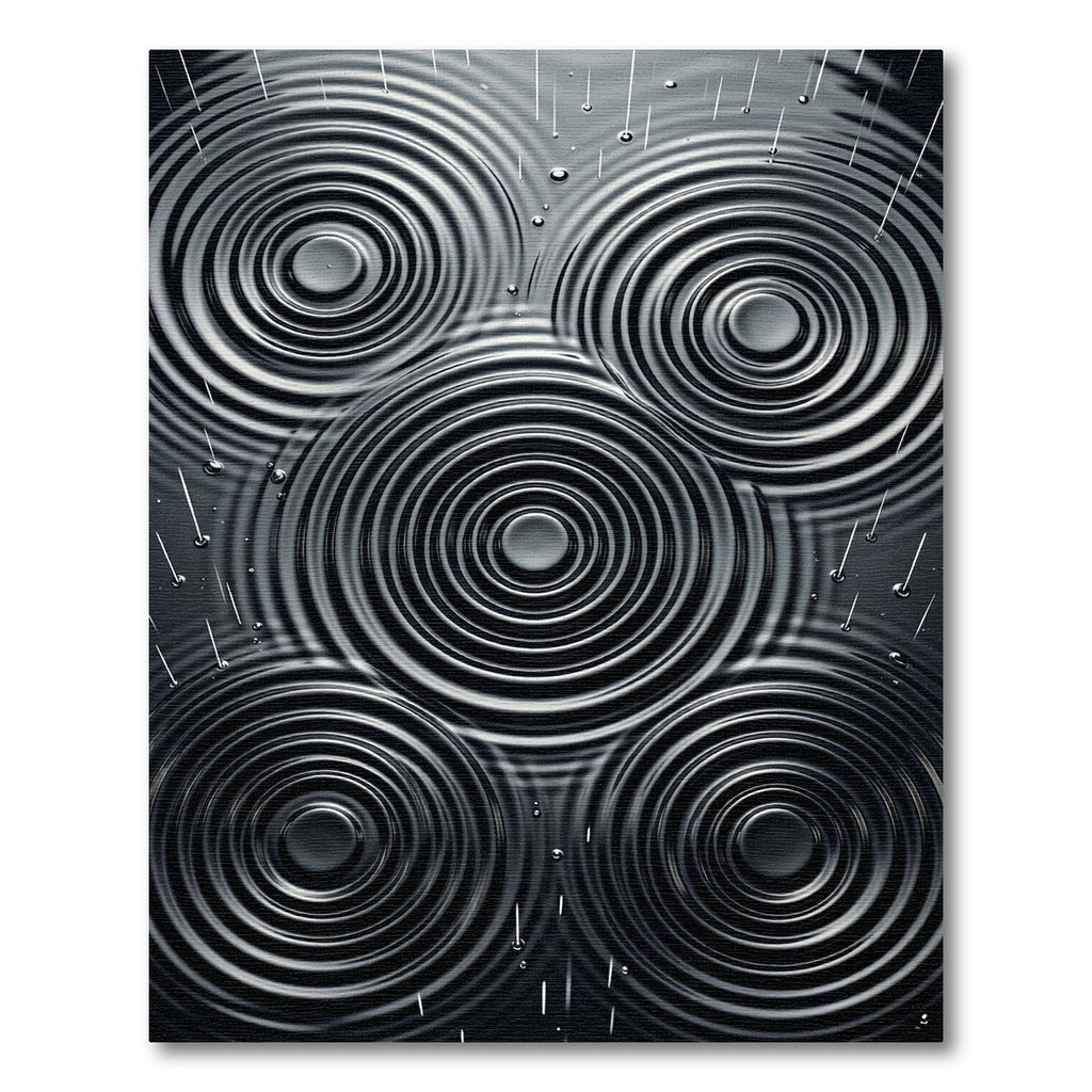 Monochromatic Concentric Circles Raindrops Rug
