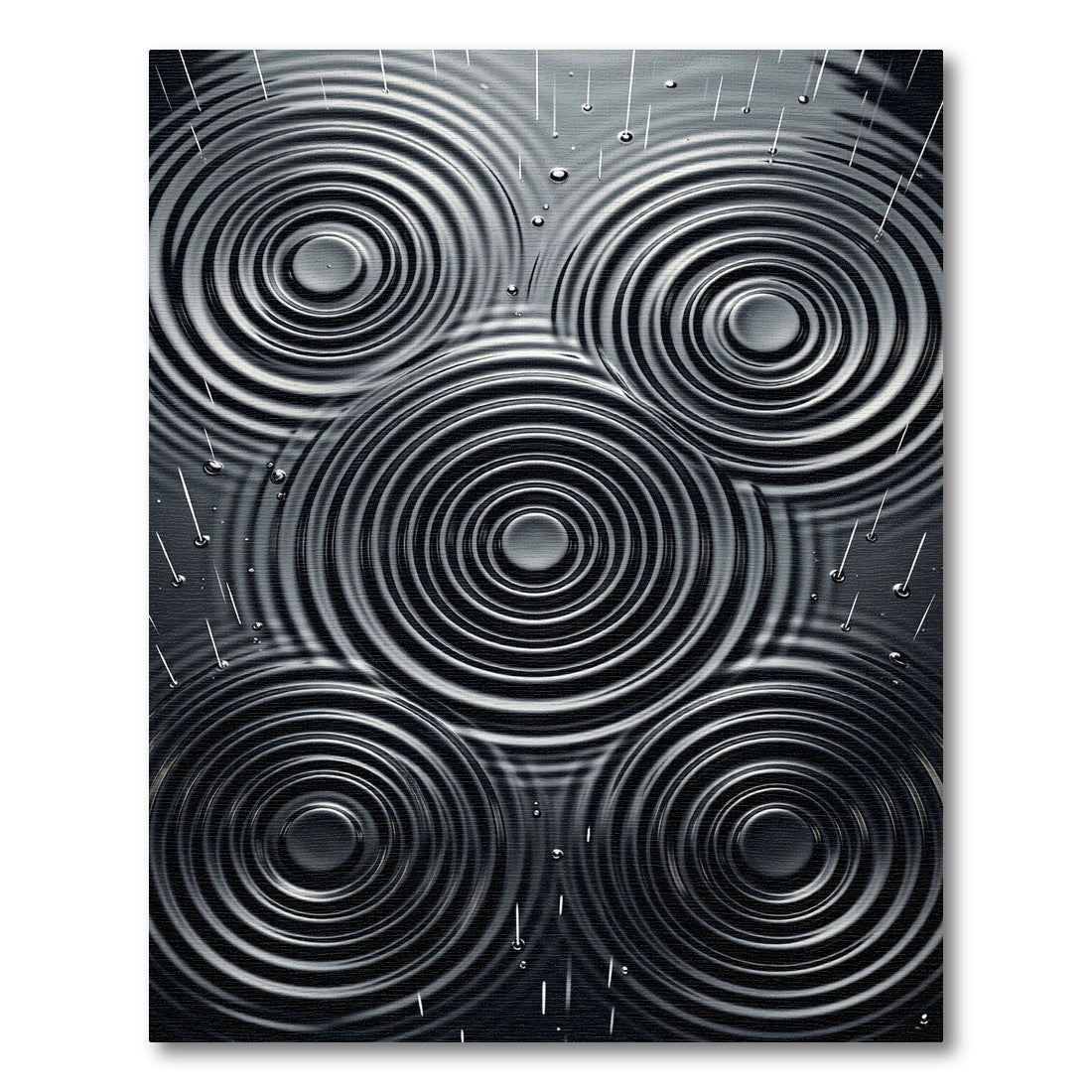 Monochromatic Concentric Circles Raindrops Rug