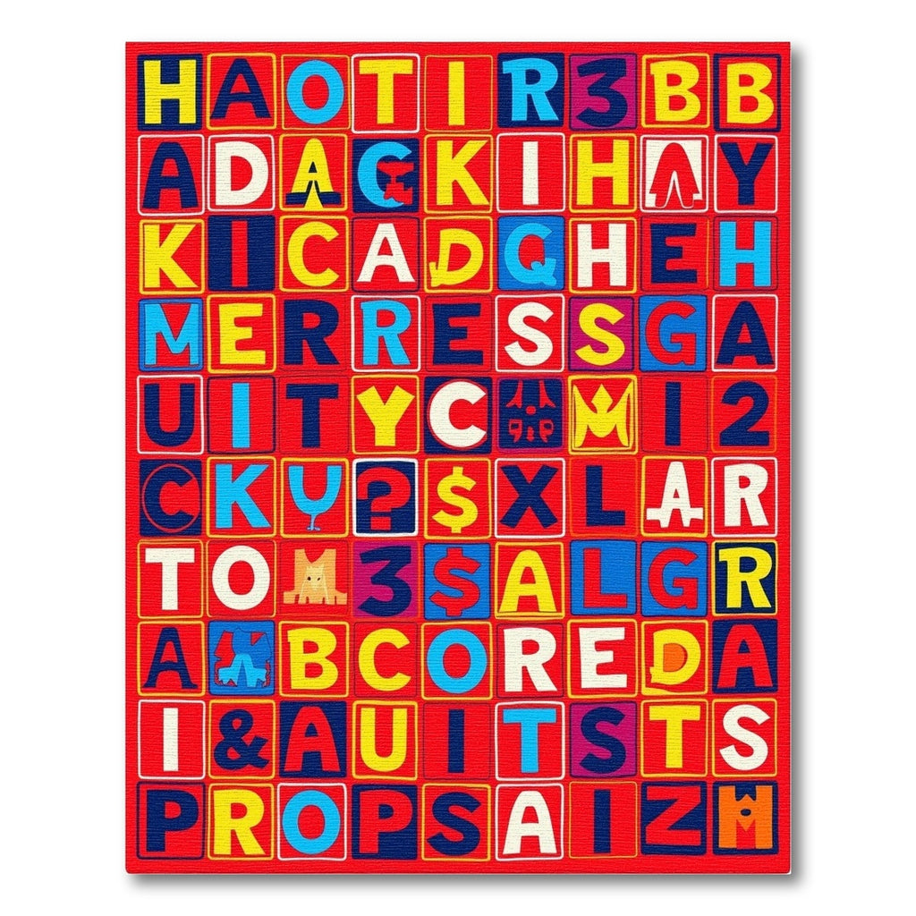 Retro Alphabet Blocks Composition Rug