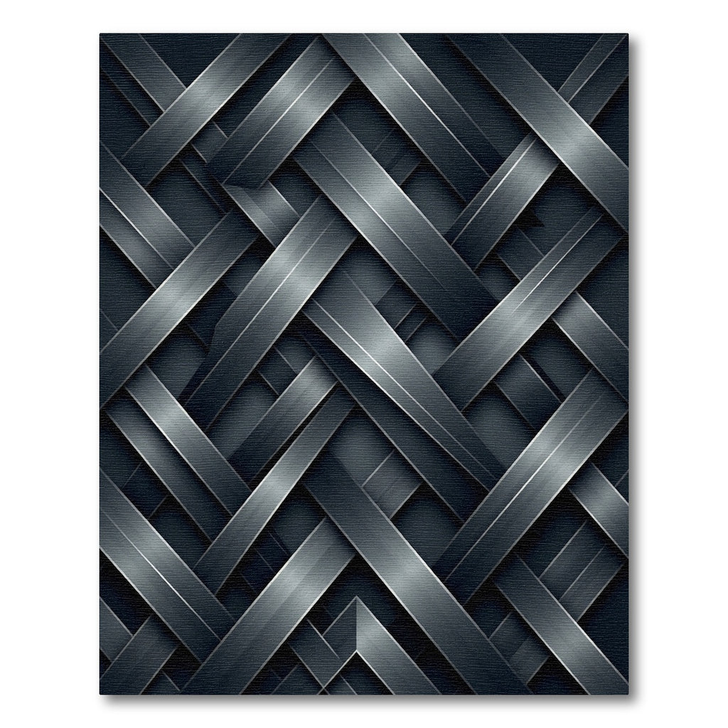 Dark Gray Woven Intersecting Bands Rug