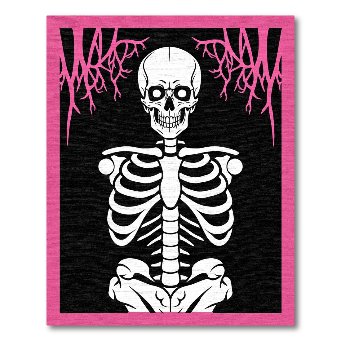 Bold Pink Skeleton Bone Illustration Rug