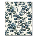 Watercolor Teal Eucalyptus Leaves Botanical Rug
