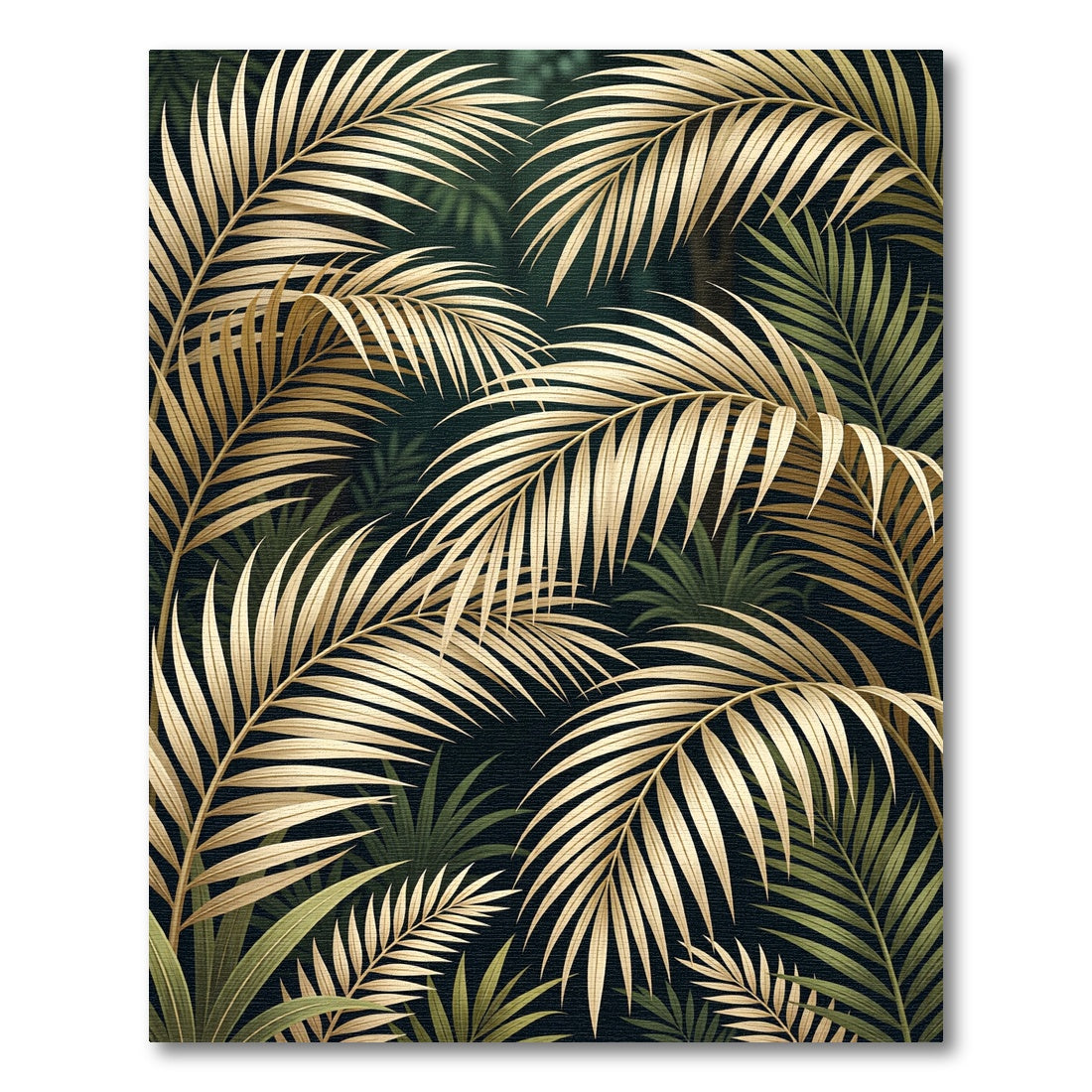 Gilded Palm Leaf Tropical Grove Rug