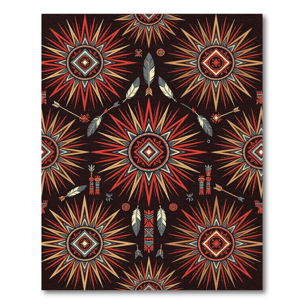 Tribal Sunburst Feather Arrow Rug