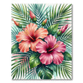 Tropical Pink Hibiscus Floral Art Rug