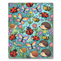 Whimsical Colorful Garden Creature Meadow Rug