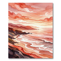 Watercolor Sunset Coastal Landscape Rug