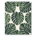Dark Green Tropical Leaf Pattern Rug